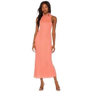 House of Harlow 1960 Slinky Ribbed Knit Maxi Dress Rose Gold Sorbet Racerback L